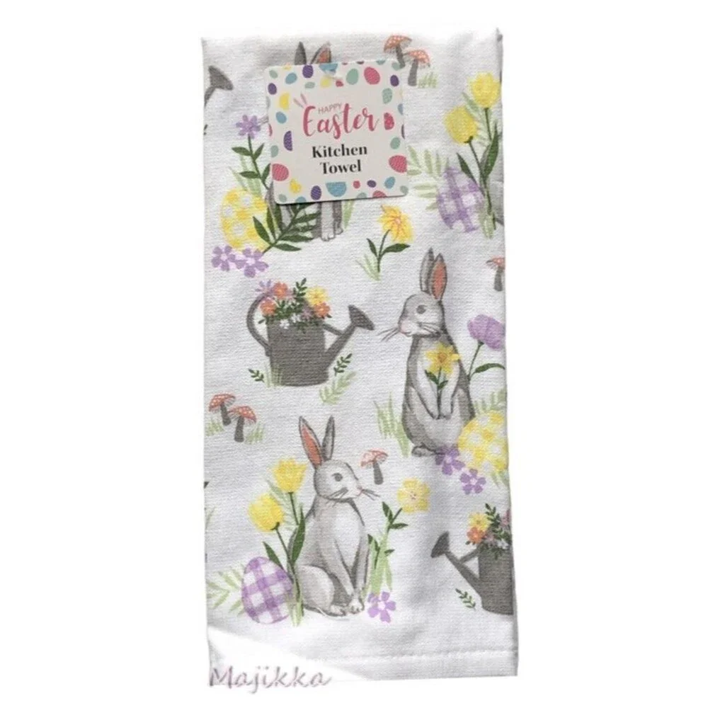 Easter Kitchen Dish Towel Potholder Oven Mitt Bunny Peter Cottontail Set of 3